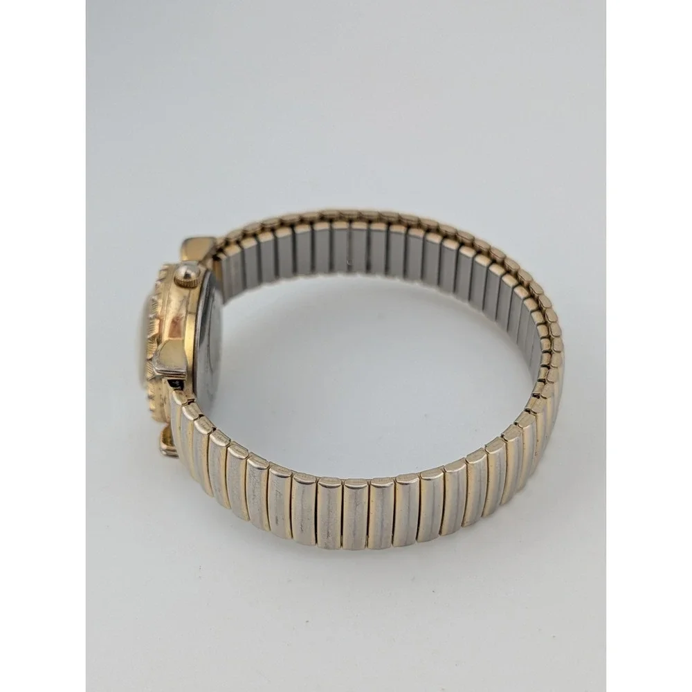 Vintage Watch-It Women's Abalone Dial Gold Stretch Band Watch- New Battery